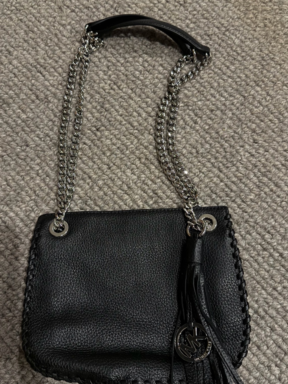 Michael Kors Black Leather Chain-Accent Women's Shoulder Bag